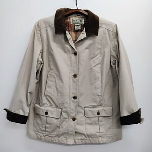 LL Bean Adirondack Khaki Barn Chore Coat Plaid Flannel Lined Women's XL
